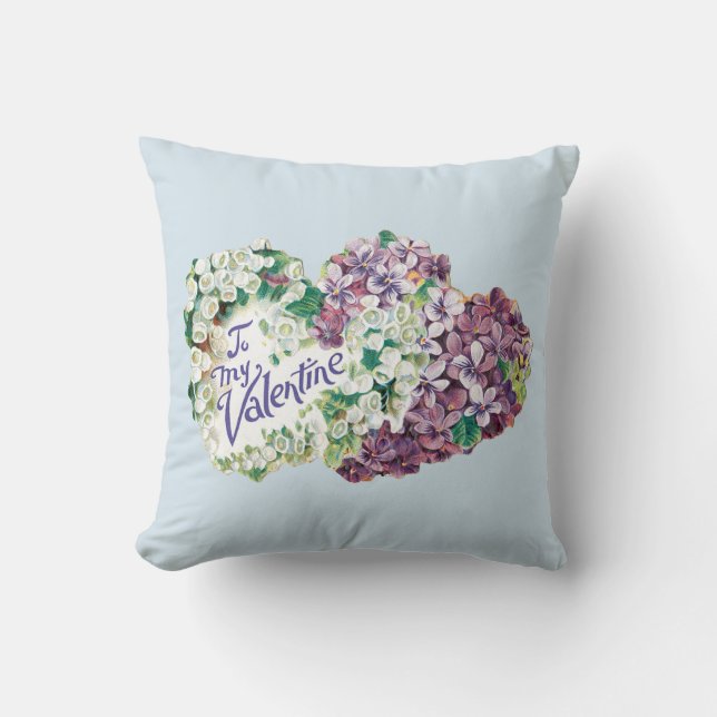 Antique Valentine Bouquet Heart Throw Pillow (Front)