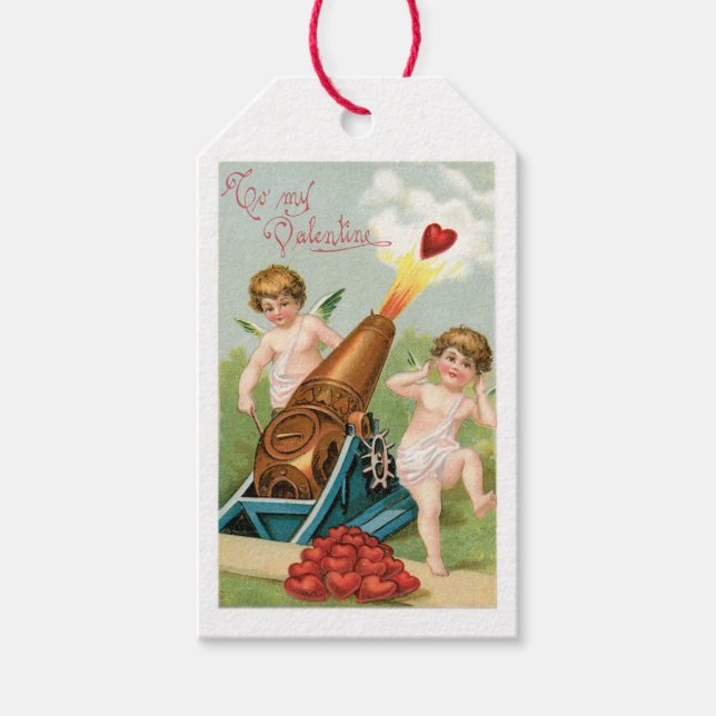 Antique Valentine Cupid Heart Gift Tags (Front)