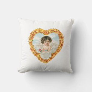 Antique Valentine Cupid Throw Pillow