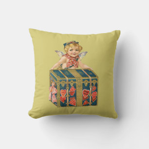 Antique Valentine Cupid Throw Pillow
