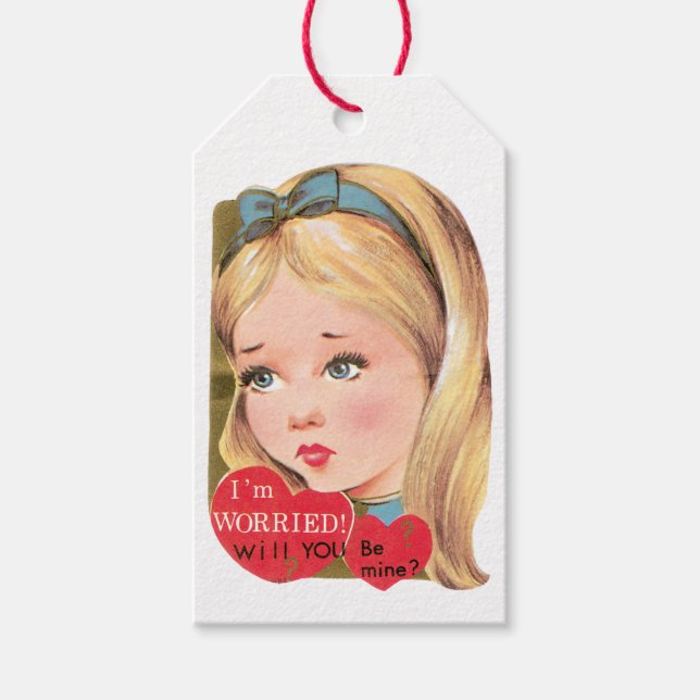 Antique Valentine Girl Heart Gift Tags (Front)