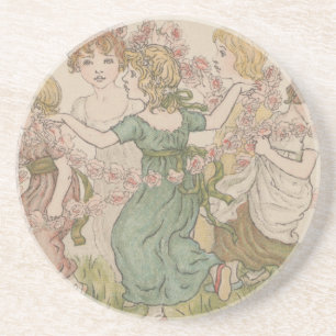 Antique Valentine's Card, Kate Greenway, ca. 1880 Coaster