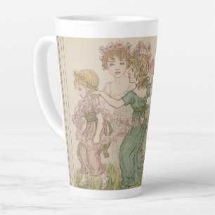 Antique Valentine's Card, Kate Greenway, ca. 1880 Latte Mug
