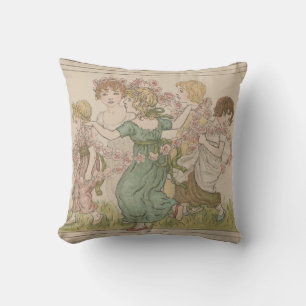Antique Valentine's Card, Kate Greenway, ca. 1880 Throw Pillow