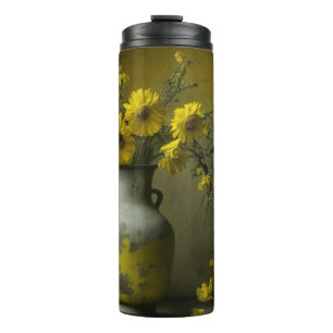 Antique Vase of Yellow Flowers Thermal Tumbler