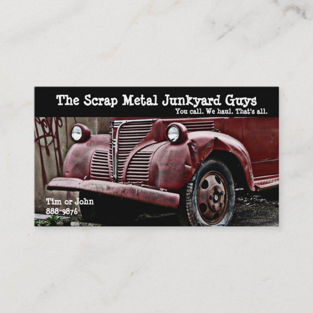 Antique Vehicle  Scrap Metal Biz Business Card (Front)