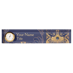 Antique Vessel,Dolphins,Gold,Navy Blue Nautical Nameplate