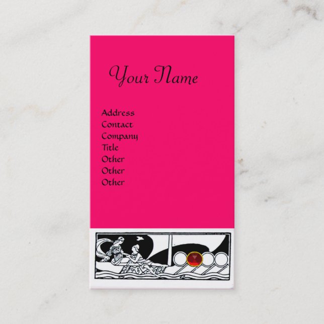 ANTIQUE VESSEL Sea Travel Ruby Pink Black White Business Card (Front)