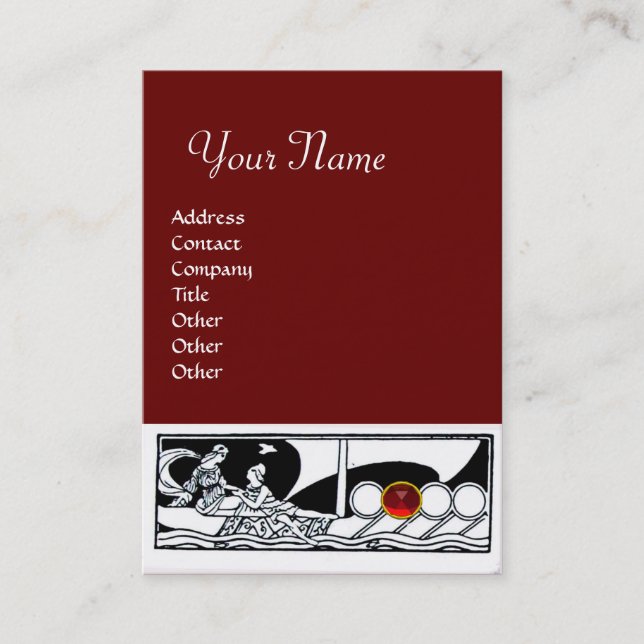 ANTIQUE VESSEL Sea Travel ,Ruby Red Black White Business Card (Front)
