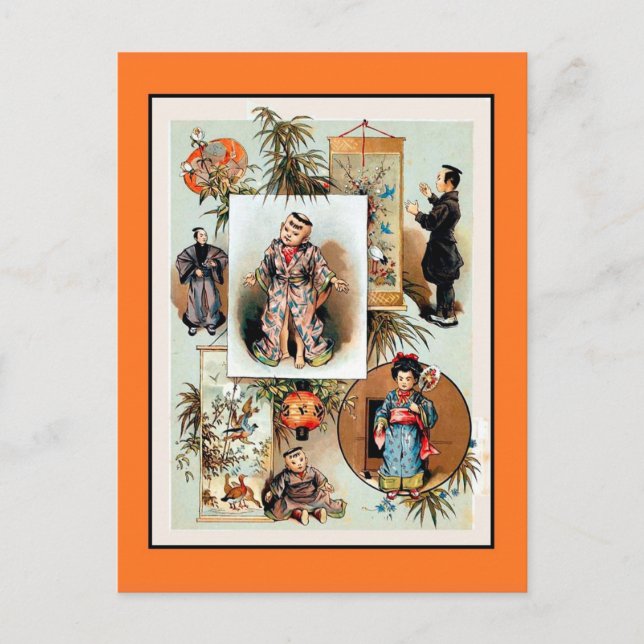 Antique Victorian 19th century Chinese dolls Postcard (Front)