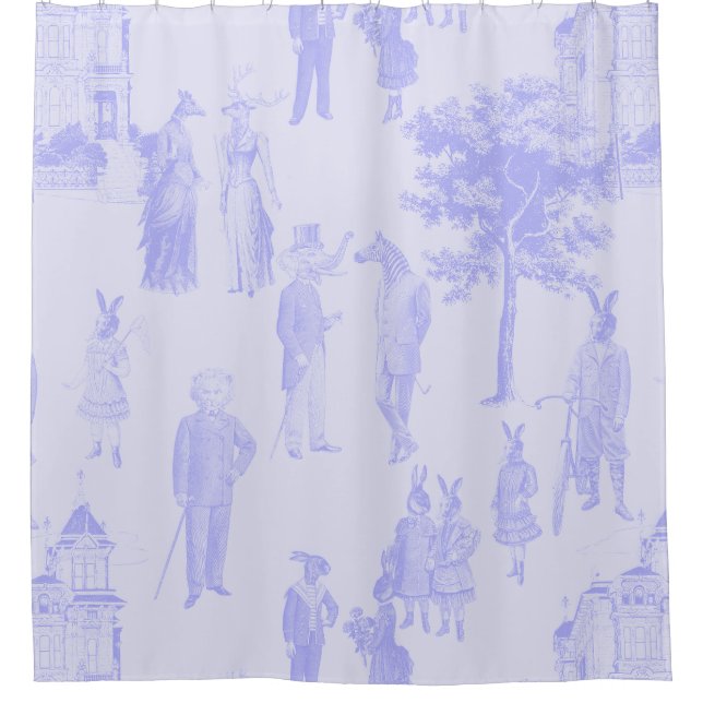 antique victorian animal pastel purple lilac toile (Front)