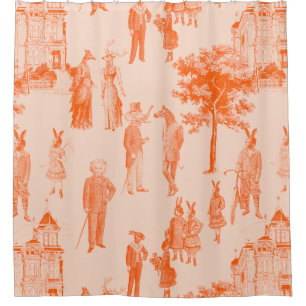 antique victorian animals orange toile