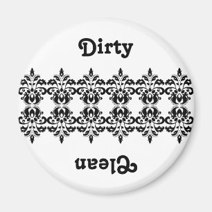 Antique victorian black damask clean/dirty magnet