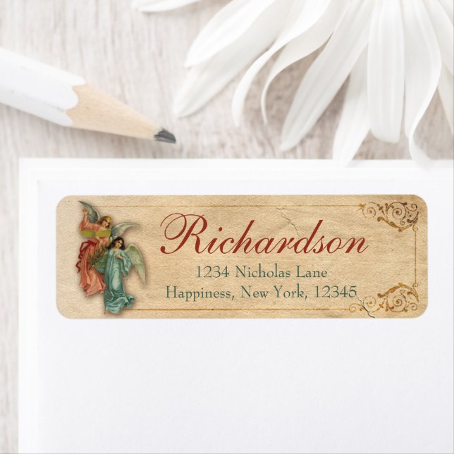 Antique Victorian Christmas Angles Adresse de reto (En situation)