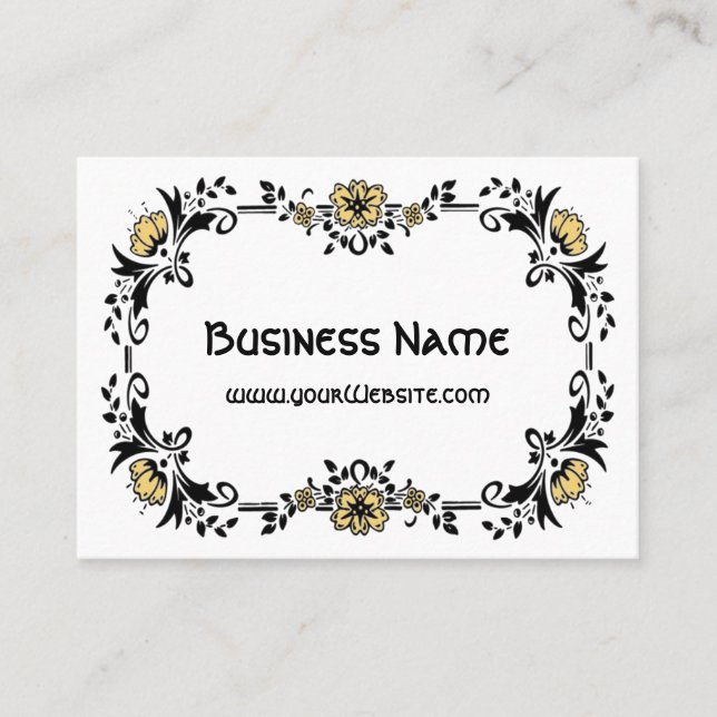 Antique Victorian Decorative Floral Yellow Flowers Business Card (Front)
