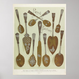 Antique Victorian Era 1884 Silverware Art Poster