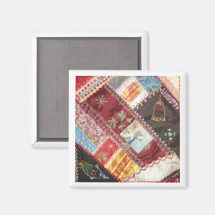 Antique, Victorian-Era Crazy Quilt Square Magnet
