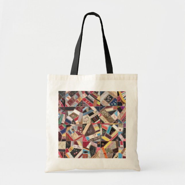 Antique, Victorian-Era, Crazy Quilt Tote Bag (Front)