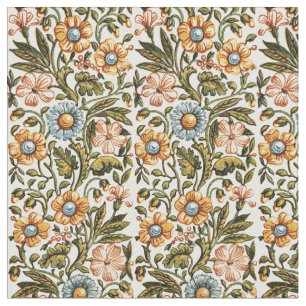 Antique Victorian Era Flowers Pattern Print Fabric