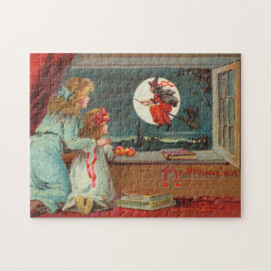 Antique Victorian Era Halloween Card, circa 1880 Jigsaw Puzzle