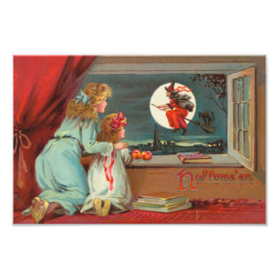 Antique Victorian Era Halloween Card, circa 1880 Photo Print