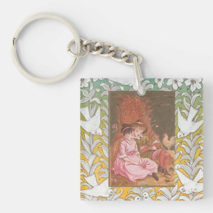 Antique VIctorian Era Valentine's Day Card, 1876 Keychain