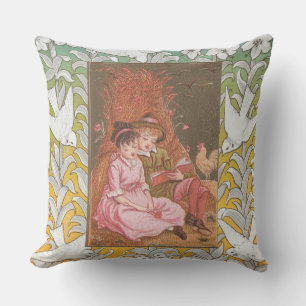 Antique VIctorian Era Valentine's Day Card, 1876 Throw Pillow