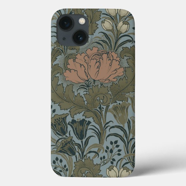 Antique Victorian Floral Pattern Sage Terracota Case-Mate iPhone Case (Back)