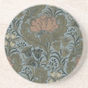 Antique Victorian Floral Pattern Sage Terracota Coaster