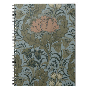 Antique Victorian Floral Pattern Sage Terracota Notebook