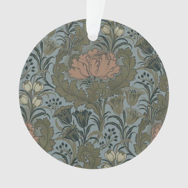 Antique Victorian Floral Pattern Sage Terracota Ornament (Front)