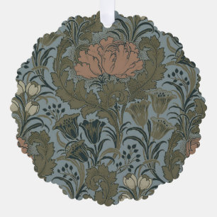 Antique Victorian Floral Pattern Sage Terracota Ornament Card