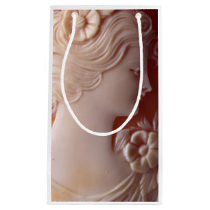 Antique victorian ivory cameo silhouette small gift bag