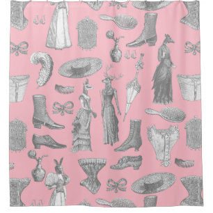 antique victorian lady animals pink toile women