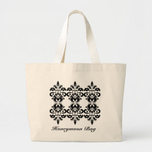 Antique victorian lolita damask pattern large tote bag