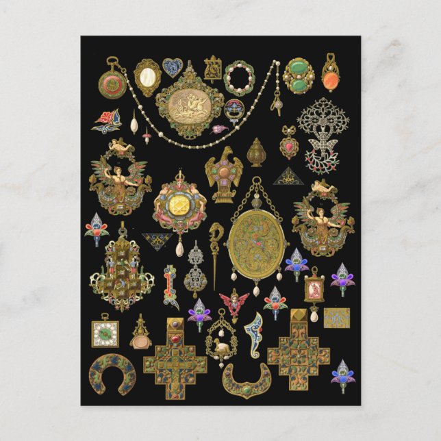 Antique Victorian, nouveau and deco Jewellery art  Postcard (Front)