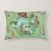 Antique Victorian Toile Rococo Style Sage Green