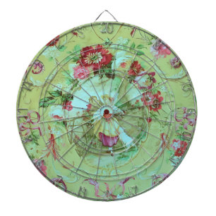 Antique Victorian Toile Rococo Style Sage Green  Dartboard
