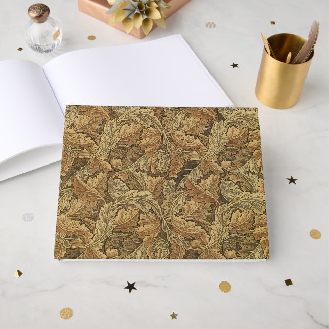 Antique Victorian Warm Autumn Leaves Save the Date Guest Book (Front Open)