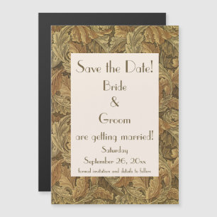 Antique Victorian Warm Autumn Leaves Save the Date Magnetic Invitation