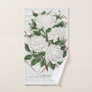 Antique Victorian White Climbing Rose Garden Bath Towel Set