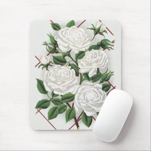 Antique Victorian White Climbing Rose Garden Mouse Pad