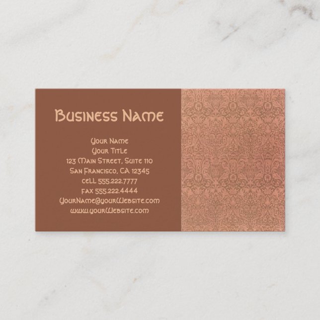 Antique Victorian William Morris Floral Damask Business Card (Front)