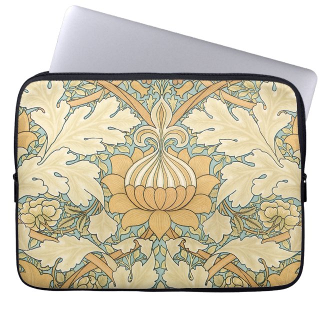 Antique Victorian William Morris Floral Leaf Plant Laptop Sleeve (Front)