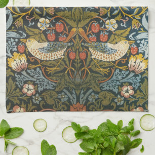 Antique Victorian William Morris Flowers Birds Kitchen Towel