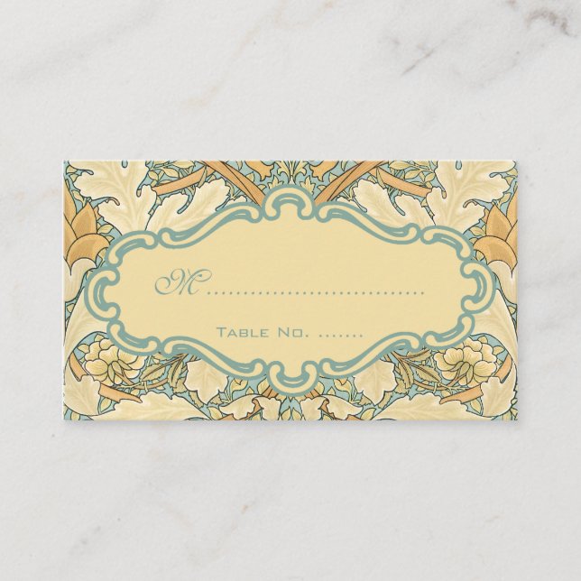 Antique Victorian William Morris St. James Floral Place Card (Front)