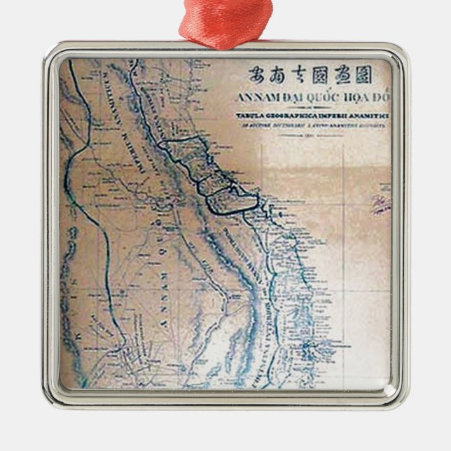 Antique Vietnamese map Metal Ornament (Front)