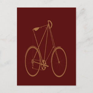 Antique Vintage Bicycle Red Tan Bike Cyclist Postcard