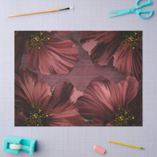 Antique Vintage Burgundy Velvet Floral decoupage Tissue Paper