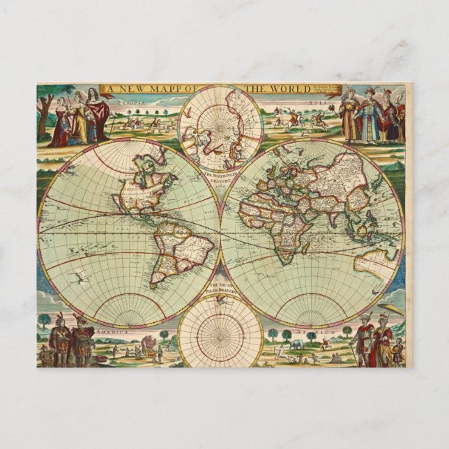 Antique Vintage carte du monde (Devant)